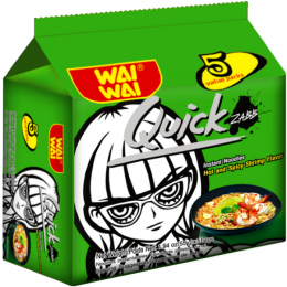 WAIWAI Hot & Spicy Shrimp Instant Noodle 55g × 5pcs